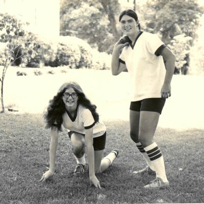 1975 State Champions, 800m winner Margaret Groos and shotput Susan Thornton