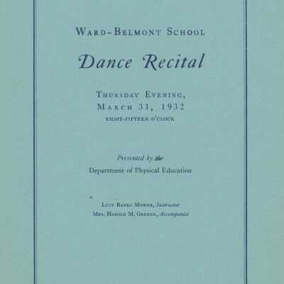 Ward-Belmont 1932 Dance Recital Program