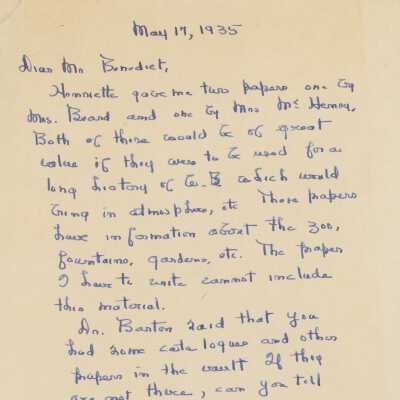 Linda Rhea Letter, 1935