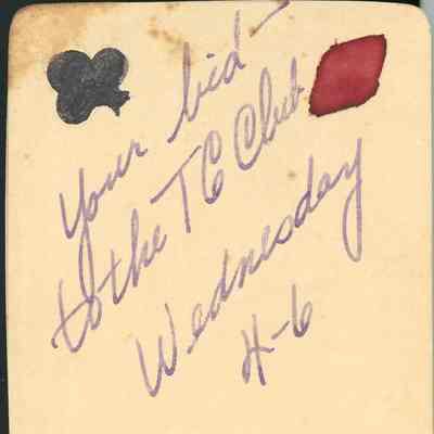 Ward-Belmont T.C. Club Bid Card