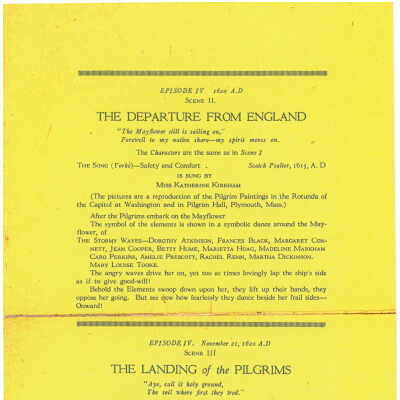 Page 3: Episode IV Scene II The Departure from England, Episode IV Scene III The Landing of the Pilgrims, Episode IV Scene IV The Pilgrim's Compact