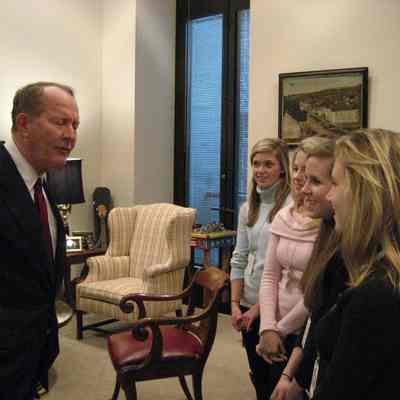 Senator Alexander with a group of Harpeth Hall students, Winterim 2007