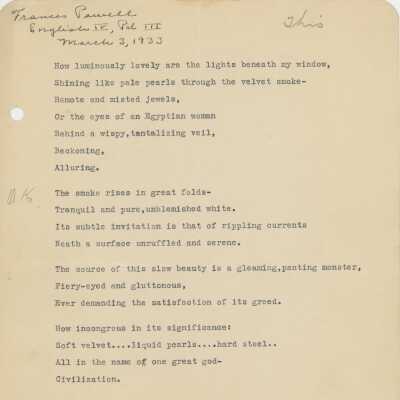 Frances Powell Poetry, 1933