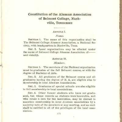 Constitution of the Alumnae Association of Belmont College: Page 7