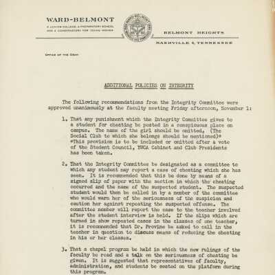 Ward-Belmont Integrity Policy