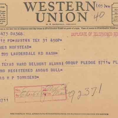 Telegram Pledge from Austin, Texas, March 1951