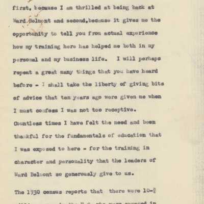 Mary Foulds Fencil Anniversary Speech, 1938