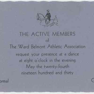 Ward-Belmont 1930 Dance Invitation