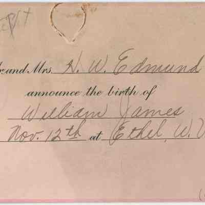 Bertha Roberts Edmund Birth Announcement