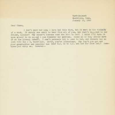 Letter, 1945