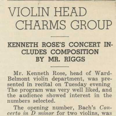Articles on Kenneth Rose's Concert