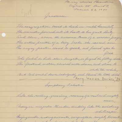 Mary Louise Bearden Poetry, 1934