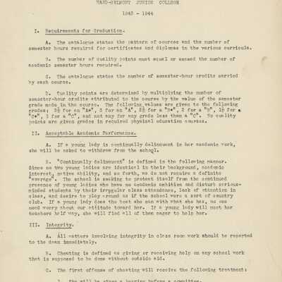 Ward-Belmont Academic Policy, 1943-1944
