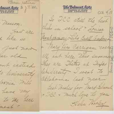 Helen Wooley Letter to Miss Masson 1919