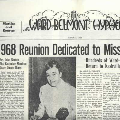 Ward-Belmont Hyphen Reunion Edition "1968 Reunion Dedicated to Miss Morrison"
