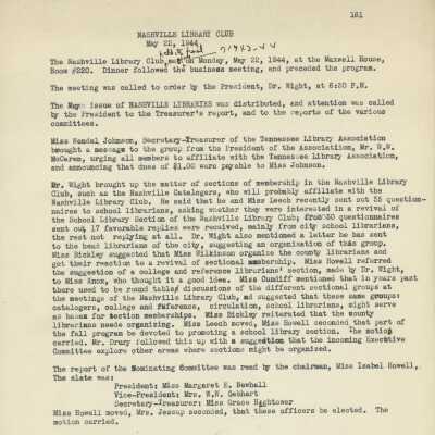 Nashville Library Club 1943-44