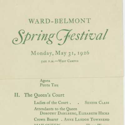 Ward-Belmont 1926 Spring Festival Program