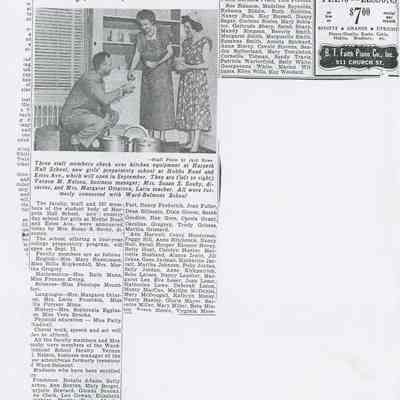 Copy of Newspaper Clipping "Harpeth Hall Announces Faculty, Staff, Students"