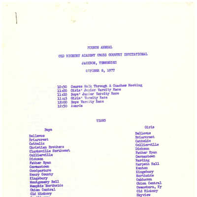 The 1977 Cross Country Invite