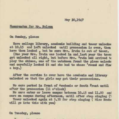 Commencement Memo, 1947