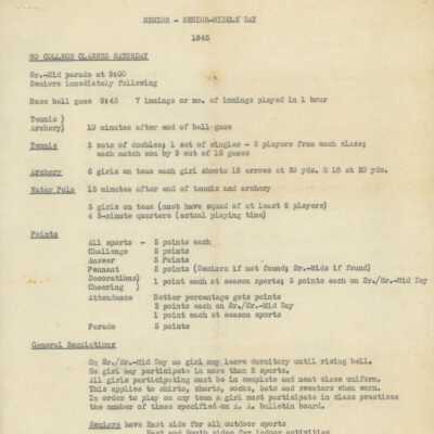 Senior-Middle Day Schedule, 1945