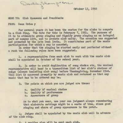 Club Sing Memo, 1950