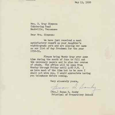 Letter to Simpson Family from Susan Souby, May 1950