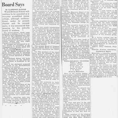W-B School Will Keep Status, Name, Board Says