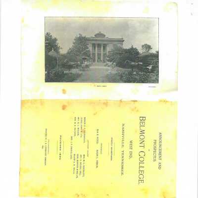 Announcement and Prospectus of Belmont College, 1890