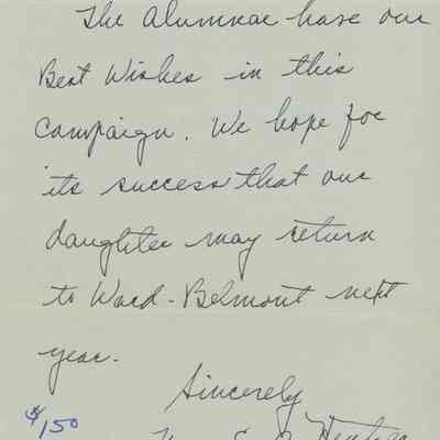 Letter to Mary Ann Moore Concerning the Alumnae Fund, April 1951