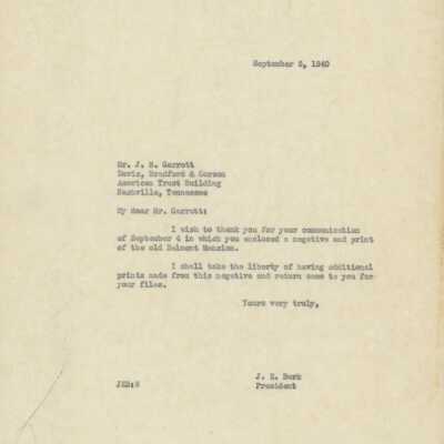 Belmont Mansion Letter, 1940