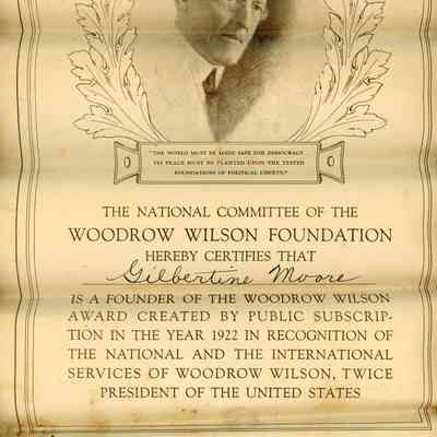 Gilbertine Moore Woodrow Wilson Foundation Certificate