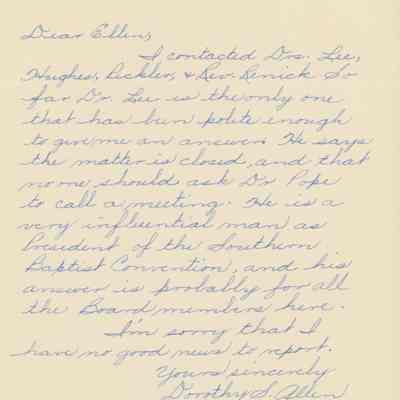 Letter From Dorothy Allen, April 1951