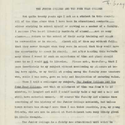 Marian Gray Anniversary Speech, 1938