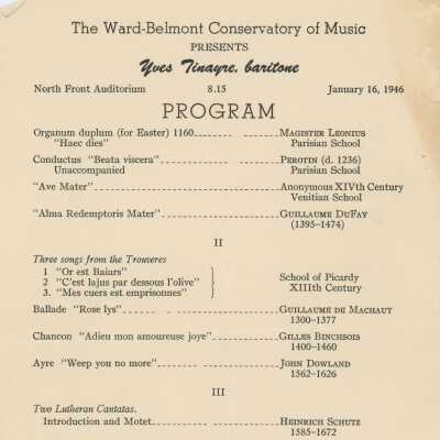 Ward-Belmont Music Program, 1946