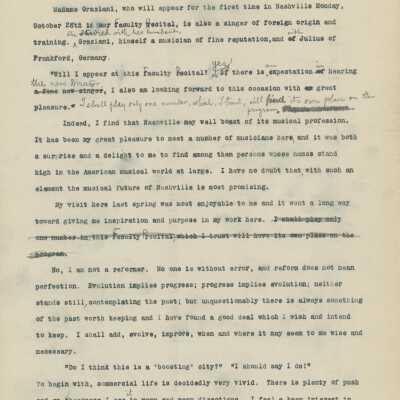 Page 2 of section titled "Speaking of Belmont" typed with penciled corrections and notes