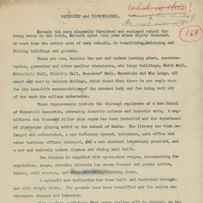Draft of page titled "Equipment and Improvements"