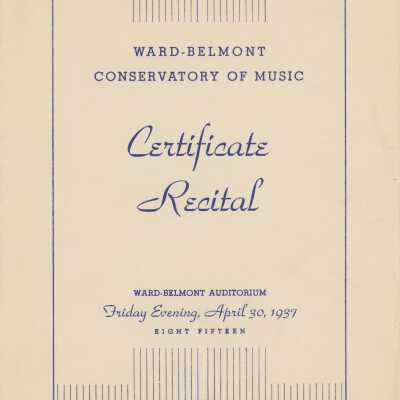 W-B Certificate Recital Program, 1937
