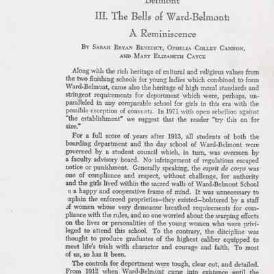 The Bells of Ward-Belmont: A Reminiscence and Nashville Home of Adelicia Acklen (1971)