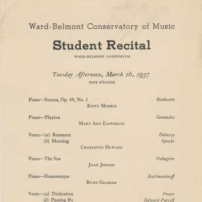 W-B Student Recital Program, 1937
