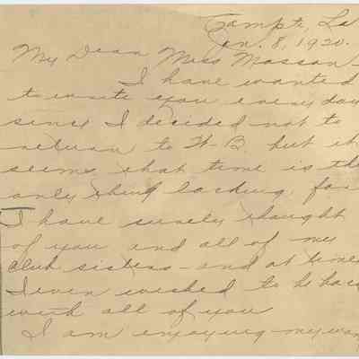 1920 Letter to Miss Masson
