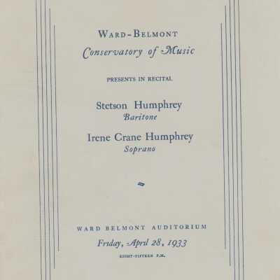 W-B Recital Program, 1933
