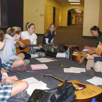 Upper School English teacher Joe Croker with group of students, Winterim 2007