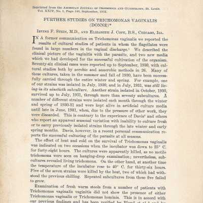 Further Studies on Trichomonas Vaginalis