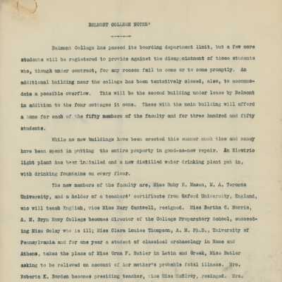 Belmont College Notes