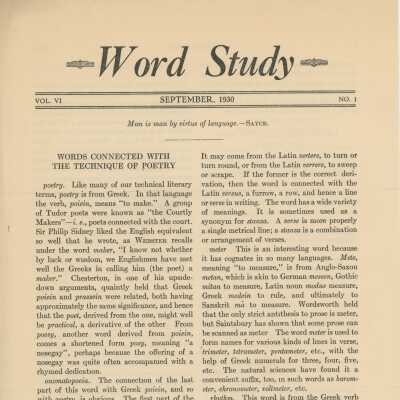 Word Study, 1930