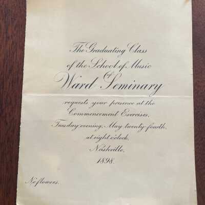 Ward Seminary Graduation Invitation 1898