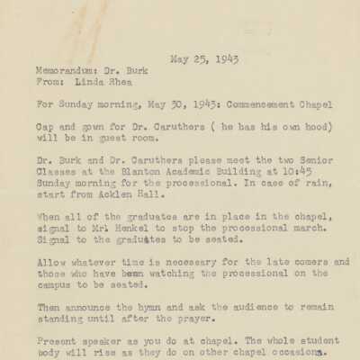 Commencement Memo, 1943