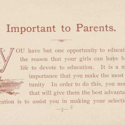 Important to Parents: Page 1