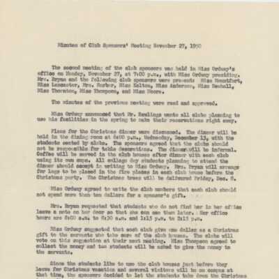Sponsors' Meeting Minutes, 1950